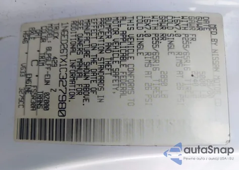 2001 Nissan Frontier Desert Runner Se-V6 from USA, damaged, VIN 1N6ED26TX1C327980